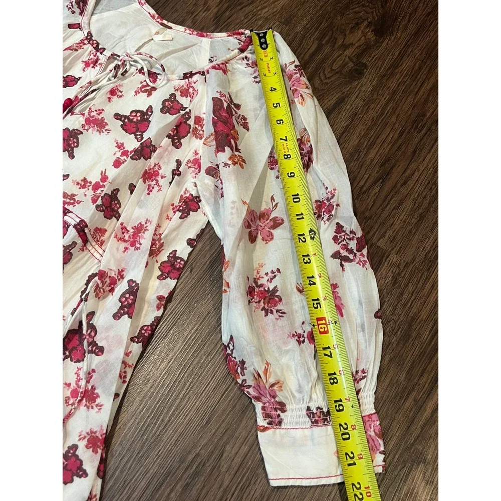Free People Floral Tassel Mini Dress Pink Red Cotton Gauze XS